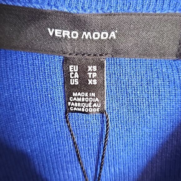 NWT Vero Moda Nancy Bright Blue Long Sleeve Funnel Neck Sweater Dress XS - Picture 6 of 10